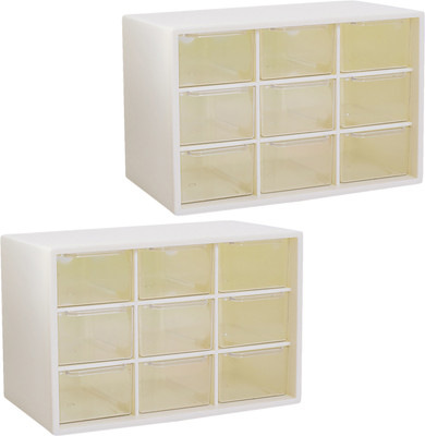 KUBER INDUSTRIES 9 Compartments PP Desk Organizer(White)