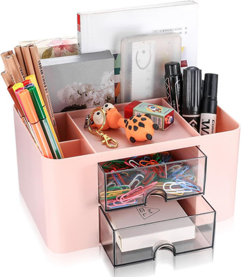 ESLORA 5 Compartments ABS PLASTIC DESK ORGANISER(Pink)