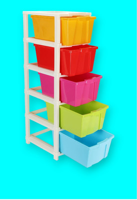 Pinkwhale 5 Compartments Plastic Modular Drawer(Multicolor)