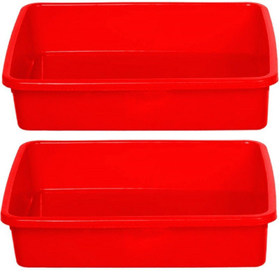 Aarsh STORESS 1 Compartments Plastic Large Size Stationary Office Tray(Red)