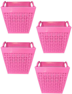 Prateek Kitchenware 1 Compartments Plastic Desk Organizer Basket Storage Box for Bedroom, Office Remote Holder for Table(Pink)