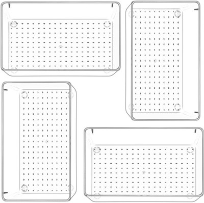 Zollyss 4 Compartments Plastic Organizer Trays(Clear)