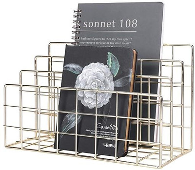 Indian Decor 2 Compartments Metal Desk Organizer(White)