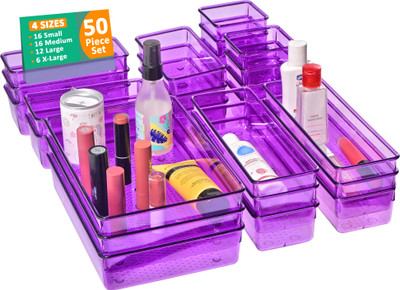 KUBER INDUSTRIES 50 Compartments Acrylic Desk Organiser(Purple)