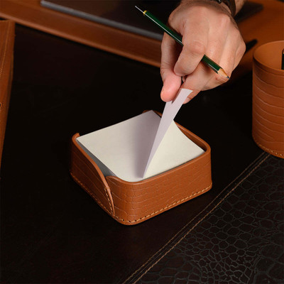 Three Sixty 1 Compartments Leather Memo Holder(Tan)