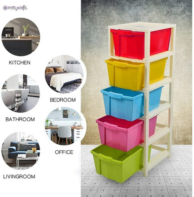 Pinkwhale 5 Compartments Plastic Modular Drawer(Multicolor)