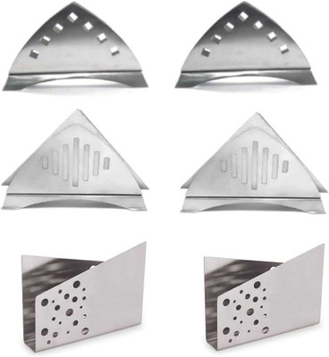 Fably 6 Compartments Stainless Steel 6pc Stainless Steel Stand Best Design And Heavy Quality Napkin Stand (pack of 6)(Silver)