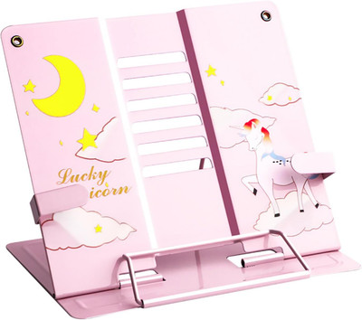 Elecart 1 Compartments Metal Unicorn Book Holder(Pink)