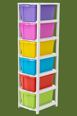 Pinkwhale 6 Compartments Plastic Modular Drawer(Multicolor)
