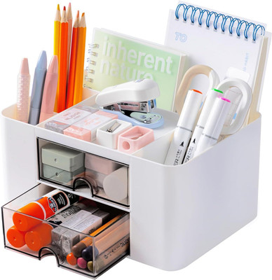 ESLORA 5 Compartments abs plastic pencill holder(White)