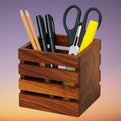 WOOD SMITHS 1 Compartments Wooden Desk Organizer(Brown)