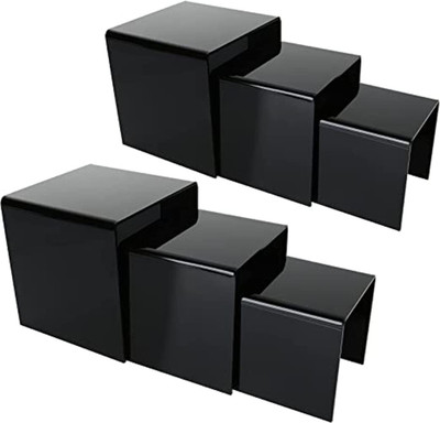 Feeling Well 2 Compartments Acrylic shoepiece figure statue idols sculpture shelf display risers stand PCK 2(Black)