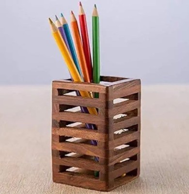 Shri 1 Compartments Mesh Pen Stand(Brown)