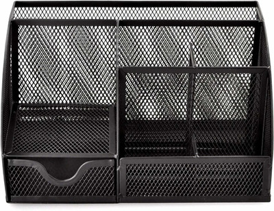 DUS 6 Compartments Metal PEN HOLDER(Black)