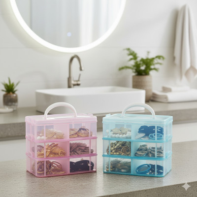 MAXTID 6 Compartments Plastic PP(Pink, Blue)