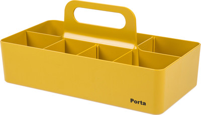 Litem 8 Compartments HIPS, PP Plastic Porta Multipurpose Stackable Storage Unit | Adjustable | Home Kitchen Bathroom(Yellow)