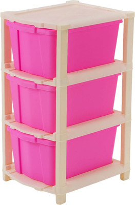 Pinkwhale 3 Compartments Plastic Modular Drawer(Pink)