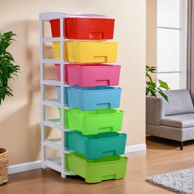 HOMESTIC by Kuber Industries 7 Compartments Plastic Storage Racks(Multicolor)