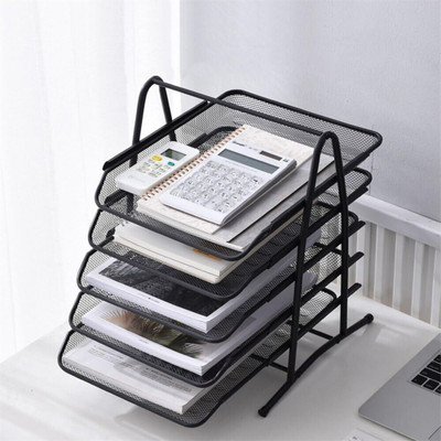KIZJORYA 5 Compartments Metal File Tray Or Latter Tray(Black)