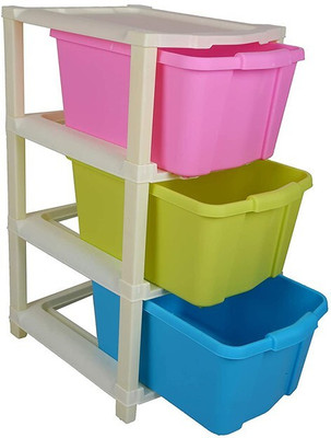 ELIGHTWAY MART 3 Compartments Plastic DESK ORGANIZER(Multicolor)