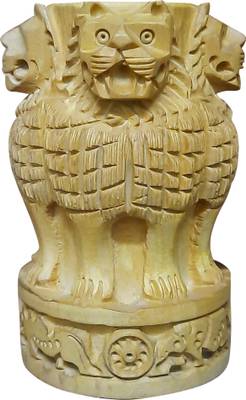 AARGKRAFT 1 Compartments Wooden Ashok Stambh / Ashoka Stambh (Stoop) Pillar - Pen Stand Memento Statue