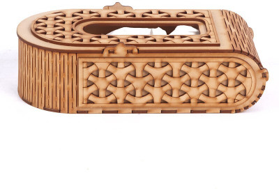 LAKHAJI 1 Compartments wooden tissue holder(Brown)