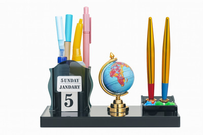 deskbuddy 4 Compartments acrylic pen stand(smoke black)