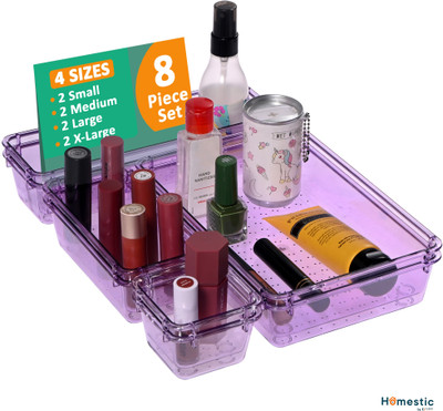 HOMESTIC 8 Compartments Acrylic Drawer Organizer(Purple)