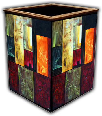 pnf 1 Compartments wooden Poster N frames Colourful Wooden Pen Stand with photo of Abstract Art -2587(Multicolor)