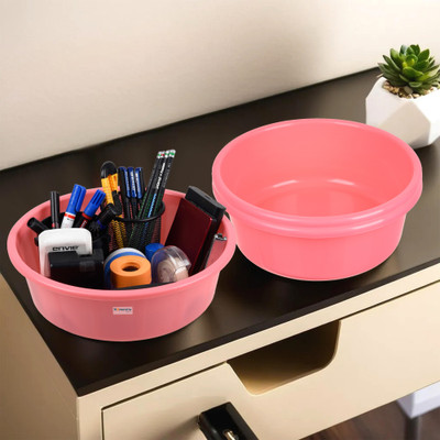 HOMESTIC by Kuber Industries 3 Compartments Plastic Desk Organizer(Pink)