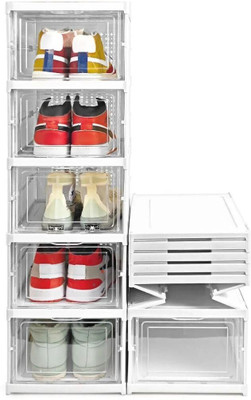 EDENGLOW 5 Compartments plastic Foldable Shoes Racks or Wardrobe for Home and office use(White)