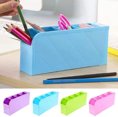 NESTIVIO 4 Compartments Plastic PEN HOLDER(Multicolor)