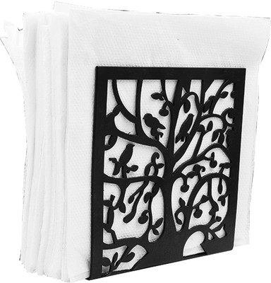 GPNW 1 Compartments Metal Tissue Holder Stand | Decorative Napkin Holder for Dining Table, Kitchen(Black)