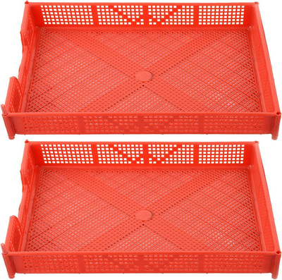 Aarsh STORESS 1 Compartments Plastic Stationary Office Tray(Red)