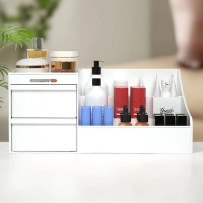 Charmpeak 7 Compartments Versatile Plastic Organizer for Desk & Beauty Use Drawer organizer box(White)