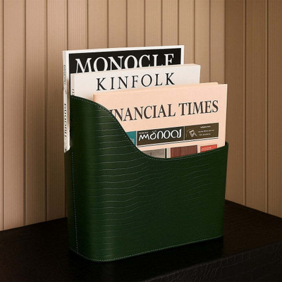 Three Sixty 1 Compartments Leather Magazine Holder(Green)