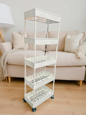 MGKENTERPRISE 5 Compartments plastic Storage Trolly(White)