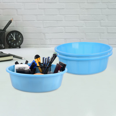 KUBER INDUSTRIES 3 Compartments Plastic Desk Organizer(Sky Blue)