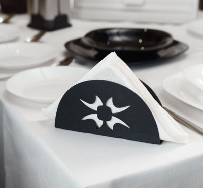 ALMADINAART 1 Compartments iron Modern Sunburst Laser Cut Iron Napkin Holder(Black)