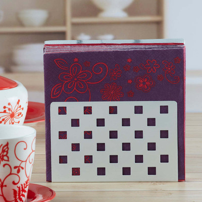 KidsCity.In 1 Compartments Metal Tissue Holder(White)