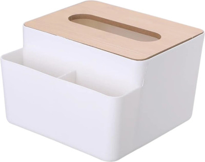 AMEEDARSHAN 1 Compartments Wooden, plastic tissue box(White)