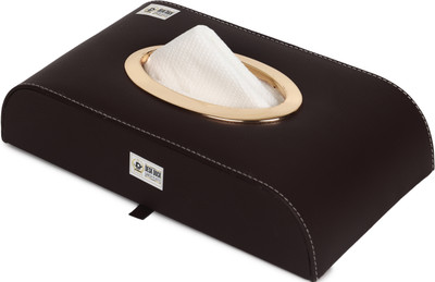 DeskDock 2 Compartments Leather Leather Tissue Box Holder/Rectangular Napkin Holder/Tissue Paper Case Dispenser(Ten Brown)