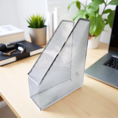 stor 1 Compartments Metal Desk Organiser(Ecru White)