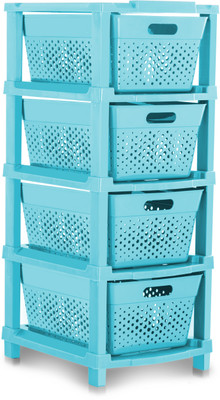 Pinkwhale 4 Compartments Plastic Modular Drawer(Blue)