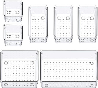 Moxtiza 7 Compartments Plastic Drawer organiser(Transparent)