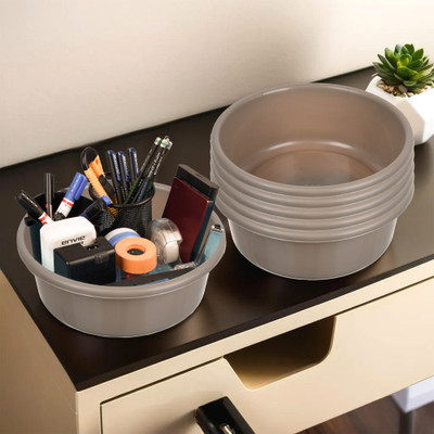 KUBER INDUSTRIES 6 Compartments Plastic Desk Organizer(Brown)