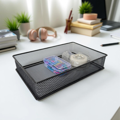stor 1 Compartments Metal Desk Organiser(Ash Gray)