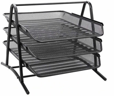Nexvox 3 Compartments metal file rack(Black)
