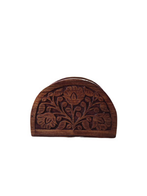 ARU ENTERPRISES 1 Compartments Wooden Tissue Holder Desk Organizer(Brown)
