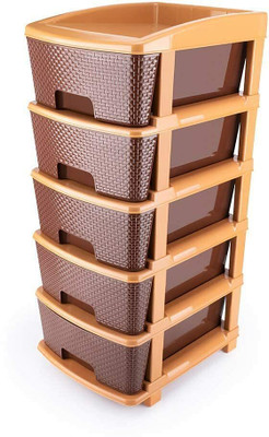 MAHADEV ENTERPRISE 5 Compartments PLASTIC CABINET(Brown)